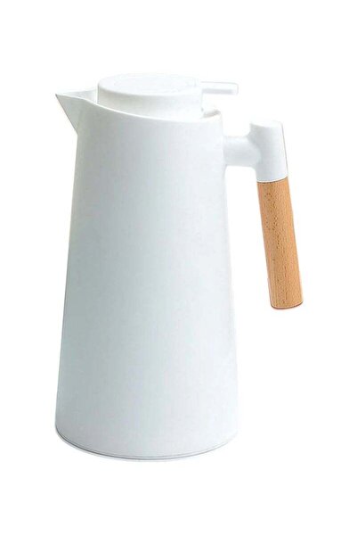 Generic Zorqon 1000ml White Insulated Thermos Flask with Glass Liner Hot & Cold Beverage Vacuum Carafe Stai