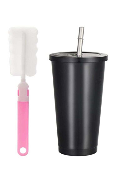 Generic SYOSI Reusable Iced Coffee Cup Tumbler with Straw and Lid for Adults, 17oz 500ml Vacuum Insulated L