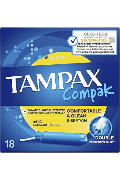 TAMPAX Regular Cotton Tampons, 18 Count