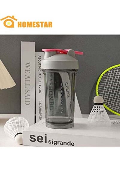 Generic HOMESTAR Protein Shaker Bottle, Leak-Proof Blender Bottle, with Locking Lid, Gym Cup, Grey and Pink