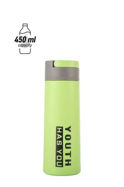 Generic MileMelo Hidden Handle Glass Coffee Cup Water Bottle 450ml Green