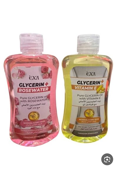EXA زيت جلسرين لترطيب البشرة من عبوتين ورد وفيتامين اى من اكسا 200+200مل