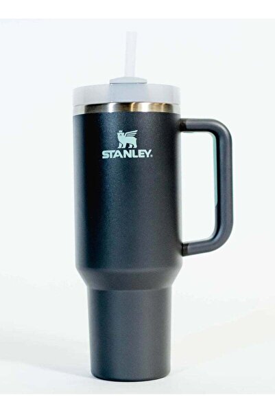 Generic Stanley Quencher H2.0 FlowState 40oz Black Stainless Steel Vacuum Insulated Travel Tumbler with Lea