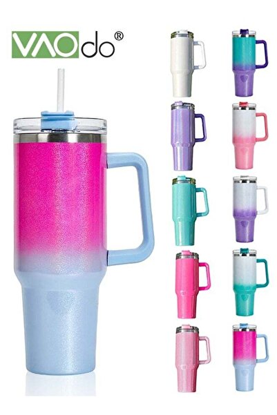 Generic VAOdo 40 oz Tumbler with Handle and Straw Lid Reusable Stainless Steel Water Bottle Travel Mug Cuph