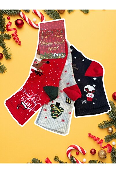 Prox Kadın Renkli Yılbaşı Pamuklu Çorap Hediyelik