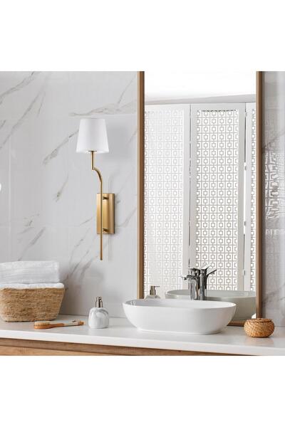 MOİRA مصباح حائط عصري من لومورا بغطاء قماشي مخروطي الشكل، هيكل ذهبي أبيض، مصباح حائط فاخر LUMORA-15333