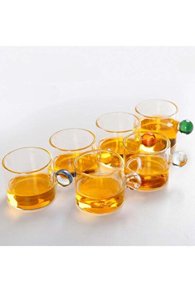 Generic Daily Tea cups, colored ball handle,coffee mug set, 6-piece set, glass, 100ml