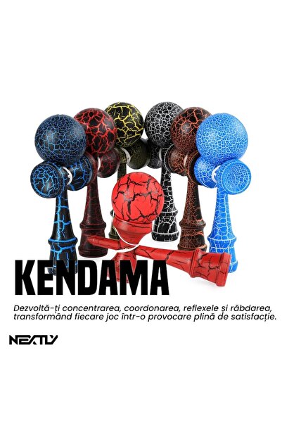 NEXTLY Professional Kendama, Crackle Design, Red-Black, 18x7cm