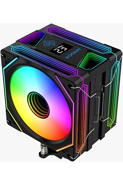 DARYUN DY-500X Isı Göstergeli Ful Argb 2x Fan 6 Bakır Borulu Kule Tipi Hava Soğutucu İşlemci Fanı