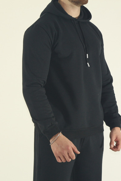 INFLUYENTE Men's Winter Fleece-Lined K Hooded Sweatshirt Bottom Baggy Tracksuit Set