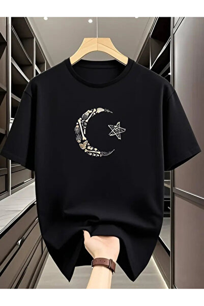 İnazuma Outdoors تي شيرت للجنسين قصة فضفاضة مطبوع من القطن برقبة دائرية وأكما...