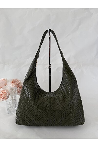 melecco Knitted Leather Shoulder Bag Hobo Bag – Shoulder Strap, Soft Leather,...