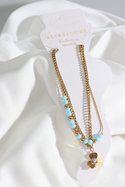 LA PERRY ACCESSORIES خلخال من الفولاذ المقاوم للصدأ مكون من قطعتين بتفاصيل ذه...