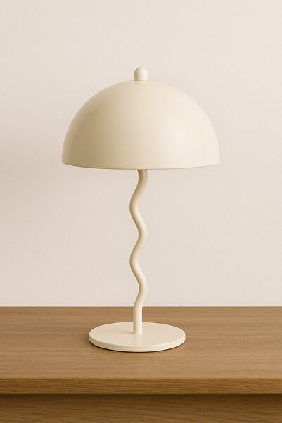 Natiorj Zikzak Mantar Model Krem Renkli Masa Lambası Çalışma Masası Yatak Oda...