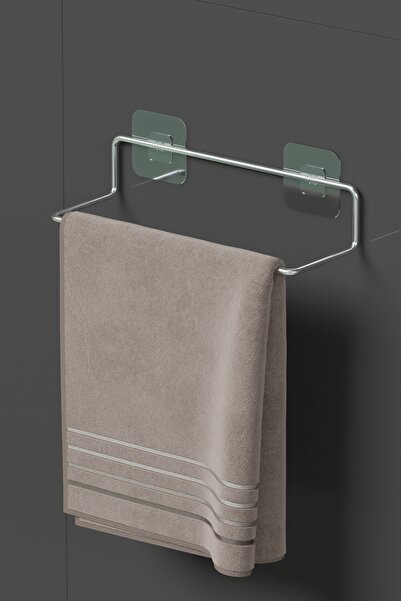 Hill Homes Krom Gümüş Yapışkanlı Metal Havluluk – Havlu Askısı Duvar Askısı B...