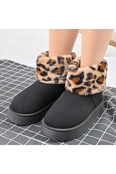 Tmall Ghete de damă, tip, din piele întoarsă, blană, TM1CD1054, negru