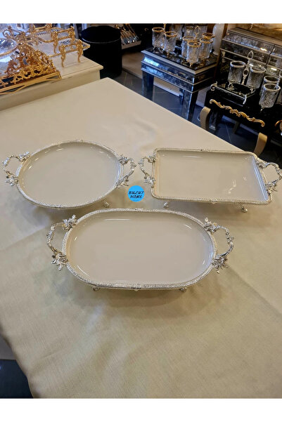 BULUTHOMEAKSESUAR 3 Piece Porcelain Presentation Set Silver
