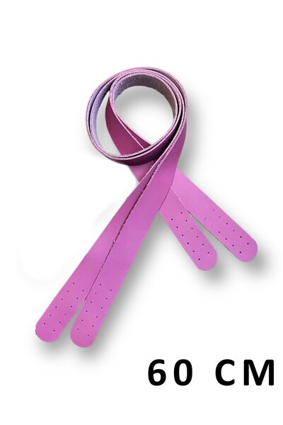 alfa tasarım atölyesi Genuine Leather Sewable Bag Handle (Pair/60 cm) Pink