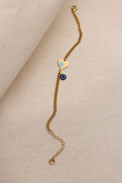 LA PERRY ACCESSORIES سوار من الفولاذ الذهبي على شكل قلب