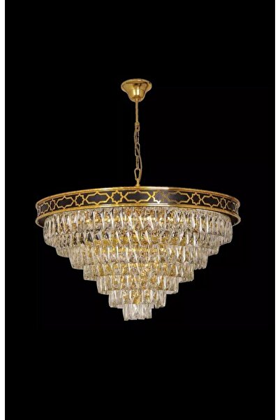 Cristalin Aydınlatma Rose Gold Black Crystal Taşlı Avize 80 cm