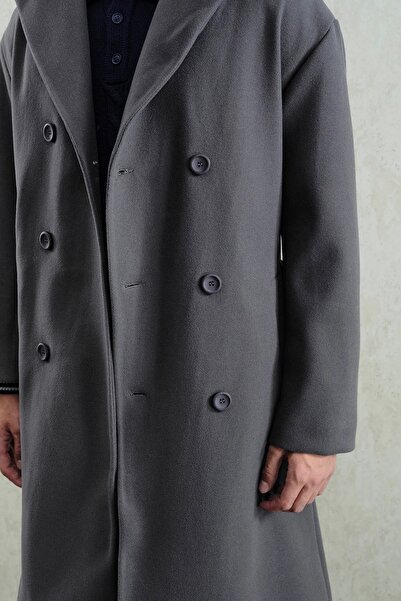 Hazhers Ανδρικό χειμερινό παλτό από βαμβακερό καστανό με ζώνη