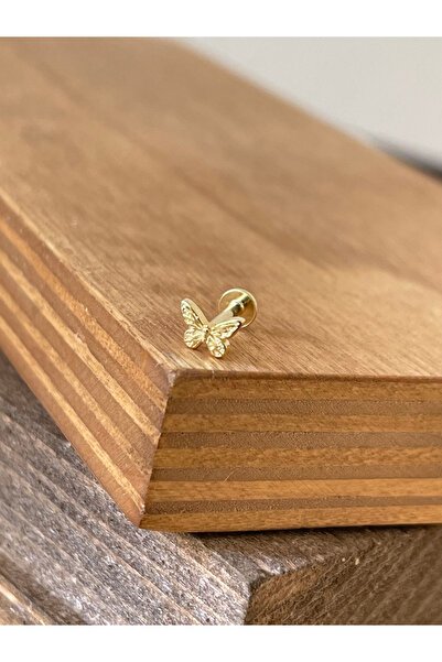 Rupen Kraft 925 Ayar Gümüş Kelebek Dudak Kıkırdak Helix Tragus Piercingi Gümüşl Piercing