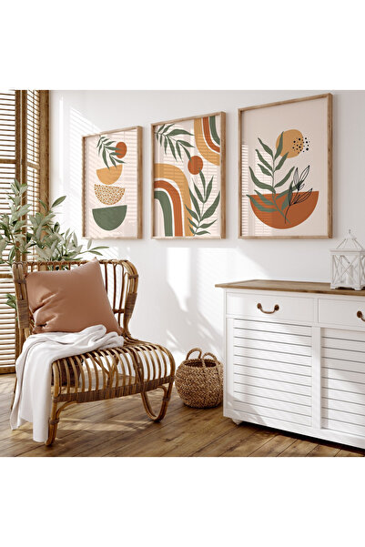 Tuba Decor Set de pictură pentru sufragerie, 3 piese, cu cadru din lemn