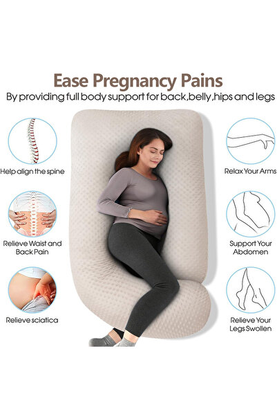 VTERLY Pregnancy Pillows, 180cm Long Maternity Pillows, U-Shape Full Body Pillow, Cooling Cover