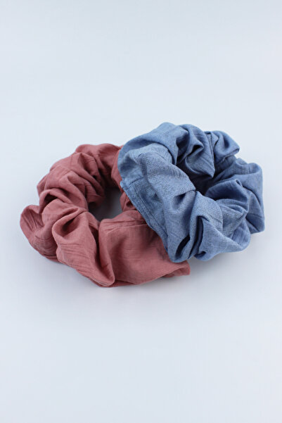 İLKYAZ Double Soft Fabric Rubber Buckle Set Bagel Buckle - Pastel Pink, Blue