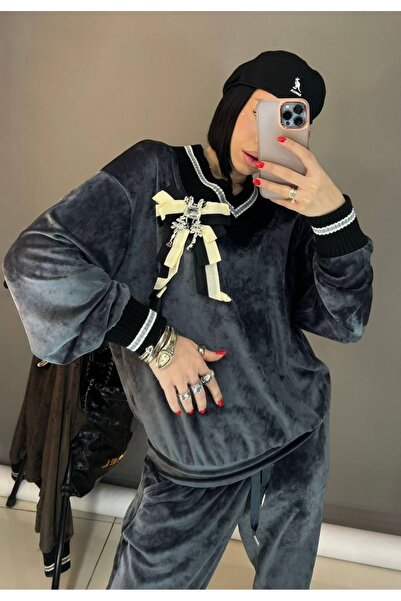 speedway Kadın Kadife Eşofman Takım Rahat Kalıp Şık Günlük Model