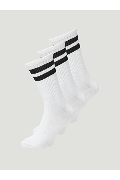 Jack & Jones Set de 3 perechi de șosete de tenis, bărbați, JACTRAVIS, cu logo, alb, universale