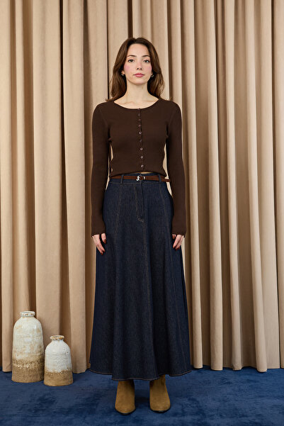 Modamorfo Women's Belted Denim Skirt - 32424Etk