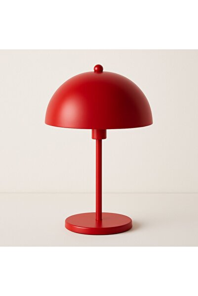 Natiorj Mantar Model Kırmızı Renkli Masa Lambası Çalışma Masası Yatak Odası Ç...