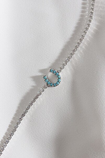 LA PERRY ACCESSORIES Silver Waterway Bracelet with Blue Stone Horseshoe Figur...