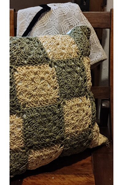 bohemlihouse Kâğıt ip el örgüsü bohem tarz kırlent