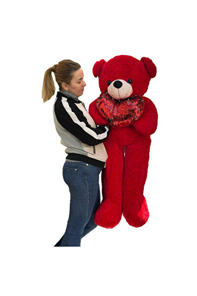 JPT Red Plush Bear with Sequin Heart 1.5 m