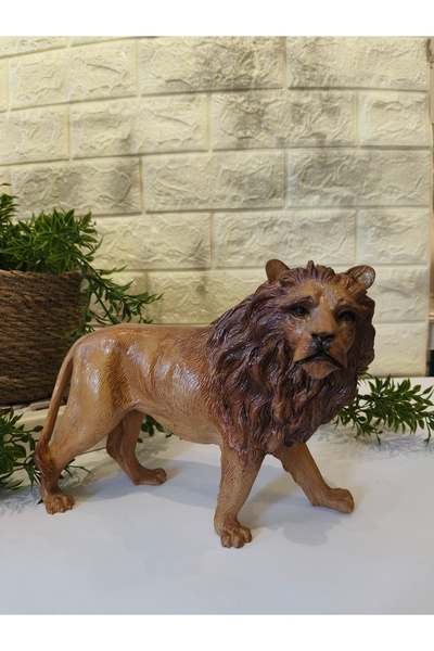 El Boyaması Aslan Dekoratif Objesi