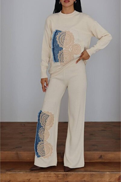 Günlük Moda Kadın Tesettür Triko Tunik ve Bol Paça Pantolon Alt Üst Takım