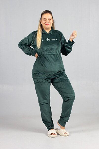 Truva XXL με κουκούλα σετ πράσινου βελούδου μεγάλου μεγέθους