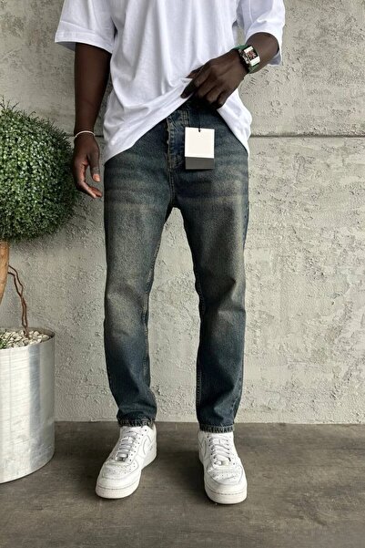 MADZEYMODA Ανδρικό τζιν παντελόνι Boyfriend μπλε ταλαιπωρημένο τζιν KE-933