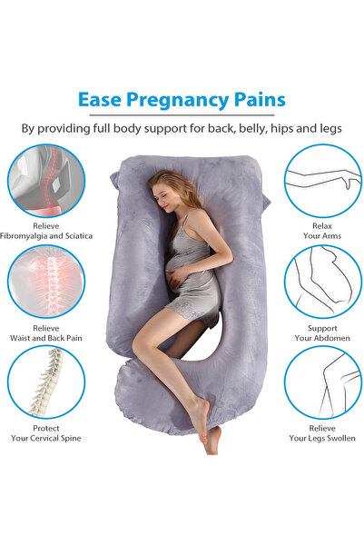 VTERLY Pregnancy Pillows, 180cm Long Maternity Pillows, U-Shape Full Body Pillow, Cooling Cover