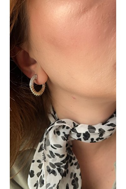 JEWELRY Özel seri ithal Zirkon taşlı yaylı halka küpe