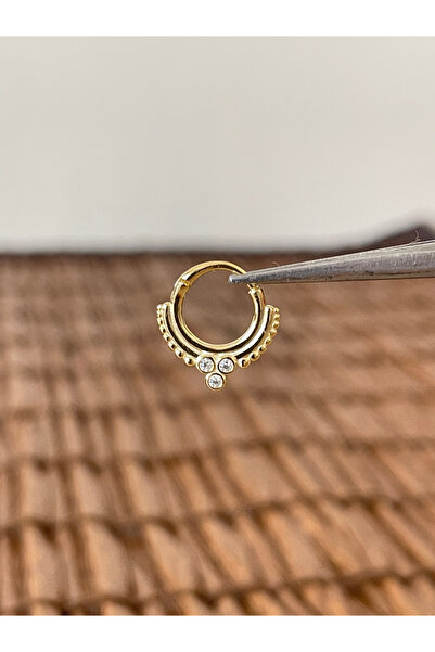 Rupen Kraft 925 Ayar Gümüş Etnik Model Gümüş Halka Piercing 8mm