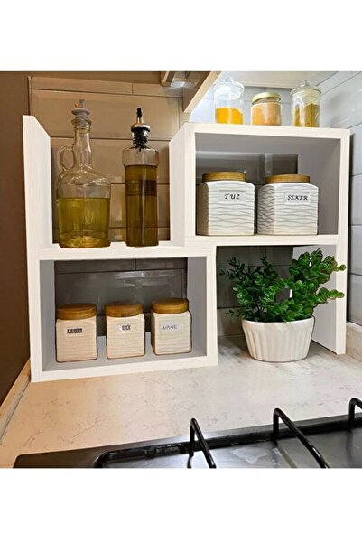 Piarcab Ayarlanbilir Çok Amaçlı Tezgah Üstü Raf, Baharatlık Beyaz