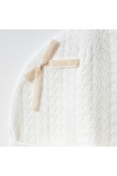 PefyBaby Baby Girl 5-Piece Hospital Release Outfit, 100% Cotton, Lace Collar, Bow, Hat Newborn Set Natalia Ecru