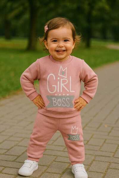 MyPrettyBaby طقم ملابس شتوية للأطفال البنات مكون من قطعتين مع تفاصيل فضية مطب...