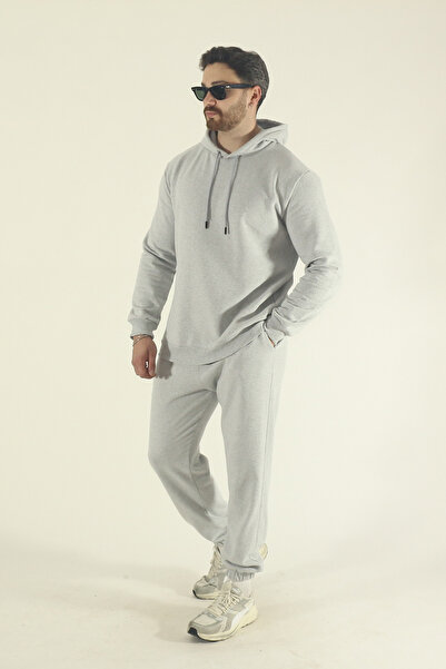 INFLUYENTE Men's Winter Cotton Tracksuit Set Hooded Sweatshirt Jogger - Regular Elastic Leg