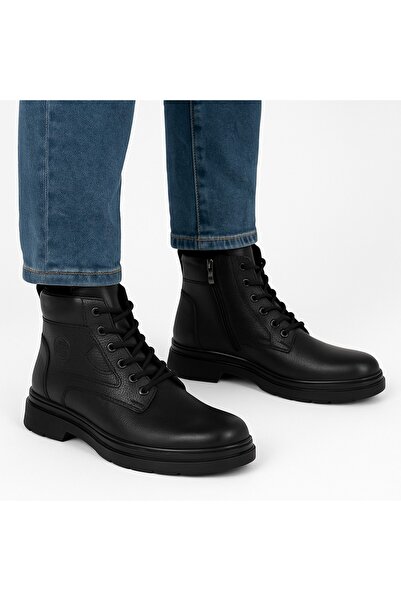 DASSLER Erkek Deri Yarım Bot Erkek Deri Soğuğa Dayanıklı İçi Kürklü Kışlık Or...