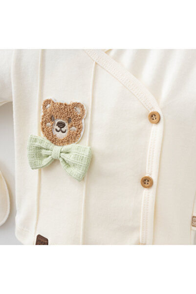 PefyBaby 100% Cotton Baby Boy 5-Piece Hospital Discharge Set, Newborn Set, Hat, Bodysuit, Pants, Teddy Bear