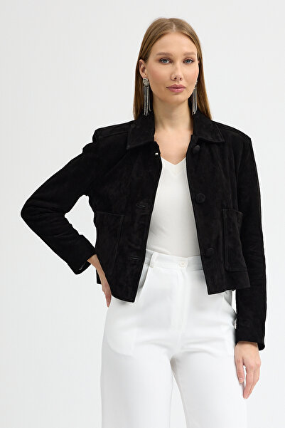 MEECY Women's 3 Button Premium Suede Jacket